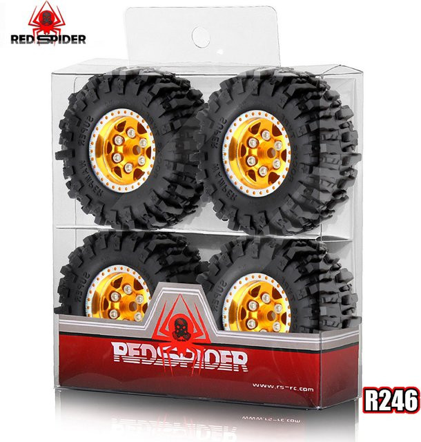 FMS Lkw Crawler Reifen, 4-teiliges Set, Metall, 1:24, Gelb - Bild 1