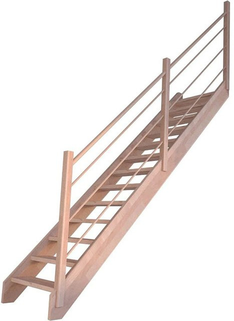 StarWood Treppe Mykonos Pro Gerade in Buche Braun mit Holz-Design-Geländer, Breite: 80 cm, Höhe: 280 cm, Tiefe: 13 cm - Bild 1