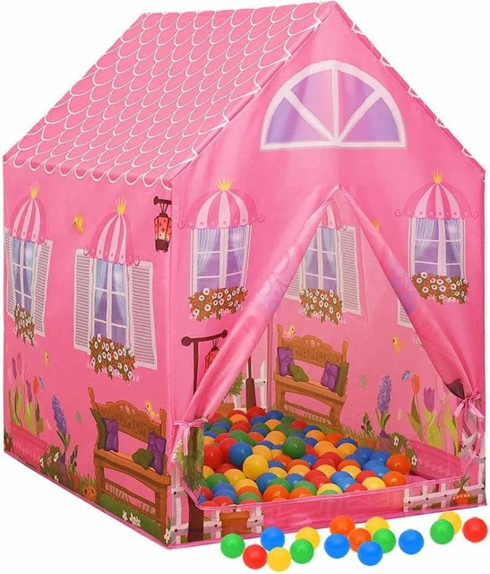 vidaXL Kinder-Spielzelt Schloss Rosa mit 250 Bällen - Bild 1