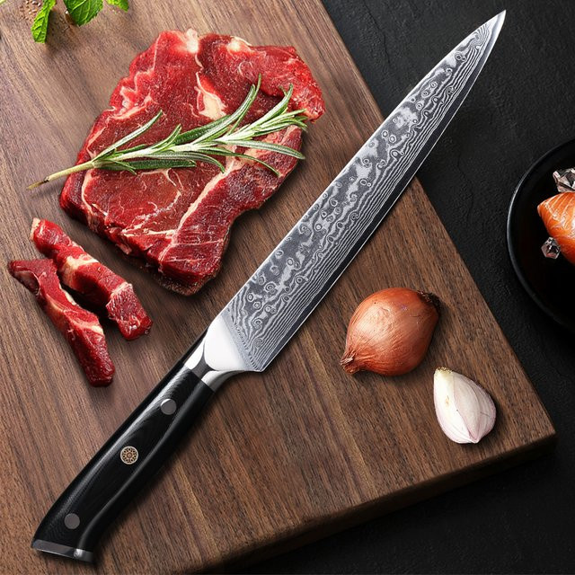 TURWHO Cleaver Kochmesser aus 67 Schichten Damaskus Stahl mit VG10 Kern und schwarzem G10 Griff, 20,32 cm - Bild 1