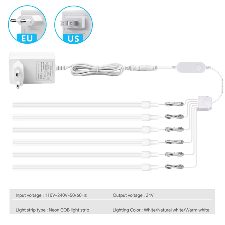 Tuya Smart Home COB Neon-LED-Streifen Set in Weiß, dimmbar mit WLAN-App-Steuerung, 24V selbstklebende LED-Leiste für Schränke und Möbel - Bild 2