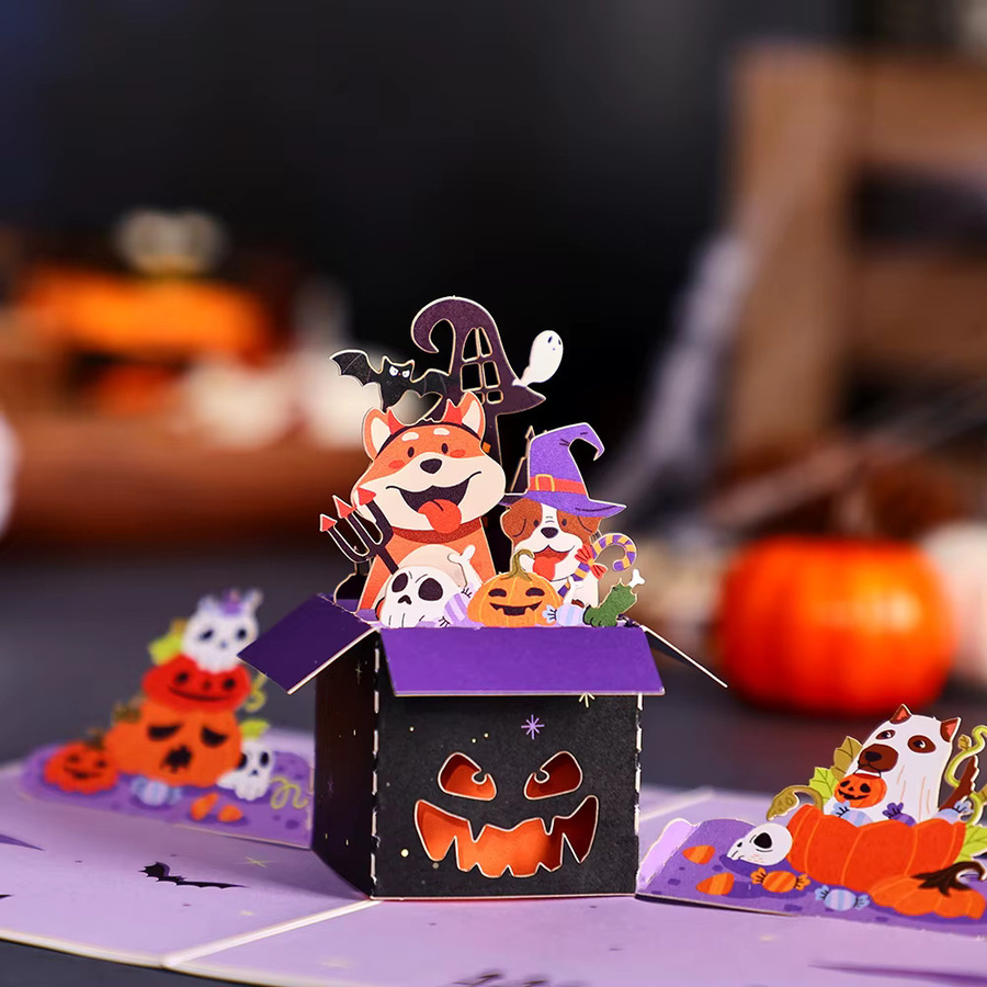 Opjoys 3D-Pop-up-Grußkarte Kawaii-Hunde in Mehrfarbig - Bild 1