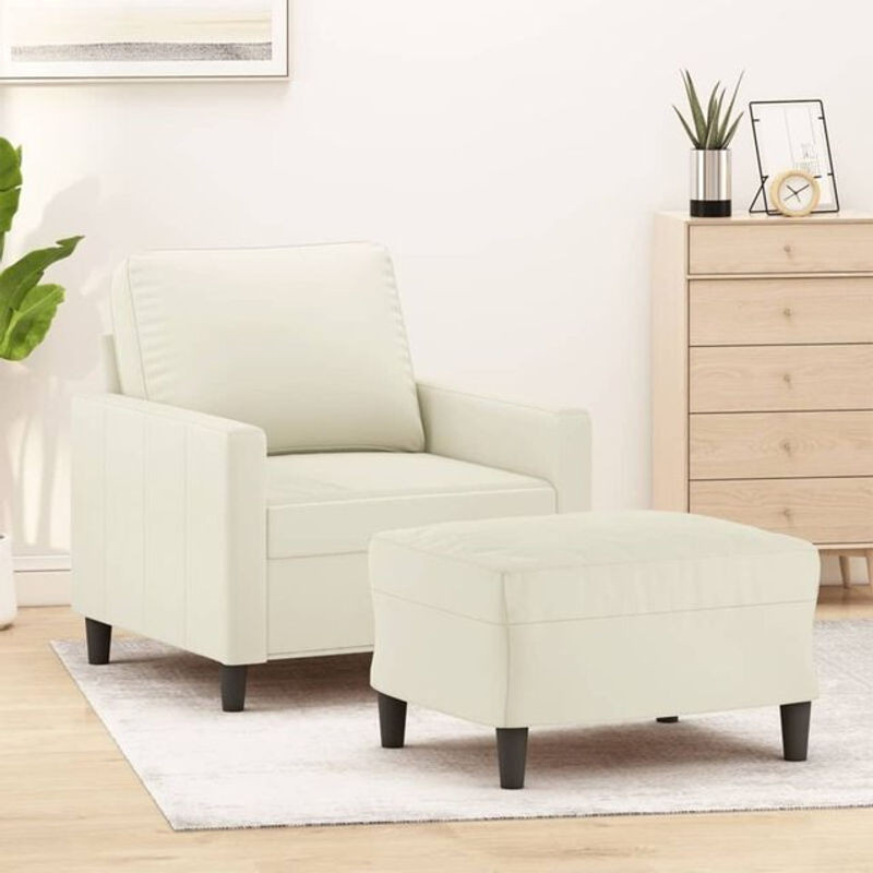 Modernes Sessel Set mit Hocker von vidaxl in Beige aus Samt und Metall - Bild 1