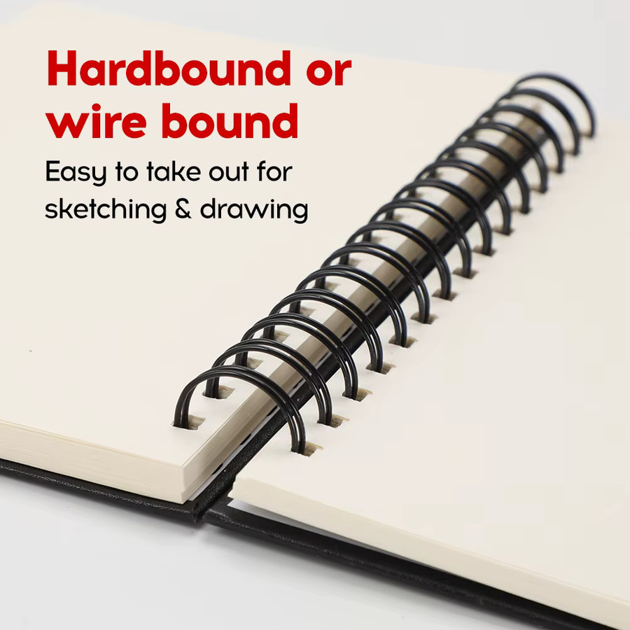 BOMEJIA Skizzenbuch mit Doppelspirale, 56 Blatt, 120 g/m², A5, Schwarz, zerreißbar - Bild 2