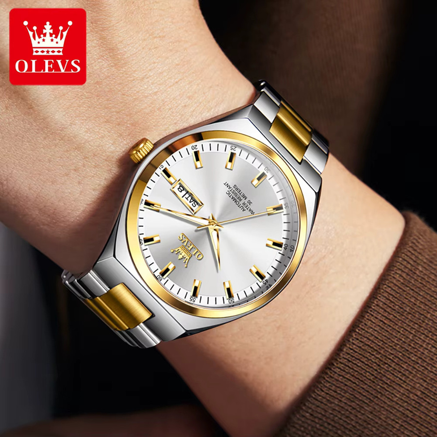 OLEVS Armbanduhr Automatik, Edelstahl, Silber, Herren - Bild 2
