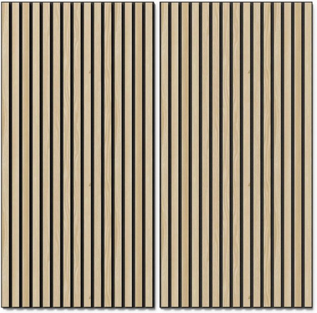 Denpanels Akustikpaneel Wandverkleidung aus Esche und MDF in Schwarz mit Akustikfilz, Breite: 119,8 cm, Tiefe: 2,0 cm, Höhe: 20,0 cm