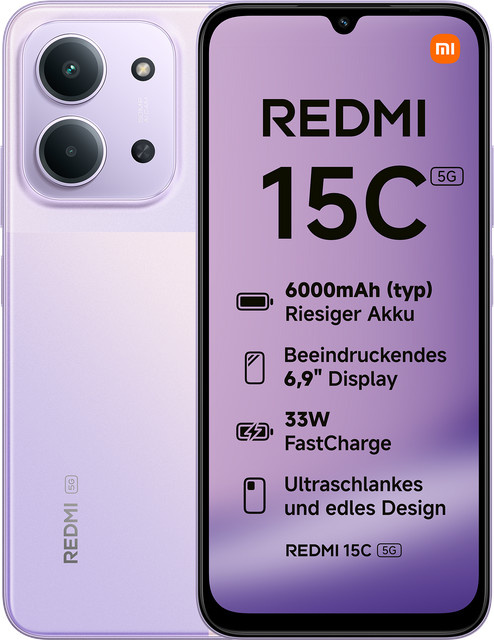 Xiaomi Redmi 15C 5G Smartphone 4GB RAM 128GB Speicher Dusk Purple - Bild 1