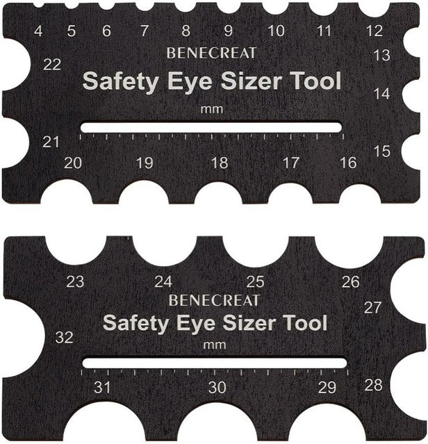 Augen-Mößenmesser-Werkzeug aus Metall in Schwarz für DIY-Handwerk und Puppenherstellung, Durchmesser 4–32 mm, B/H: 7,6 x 6,3 cm - Bild 1