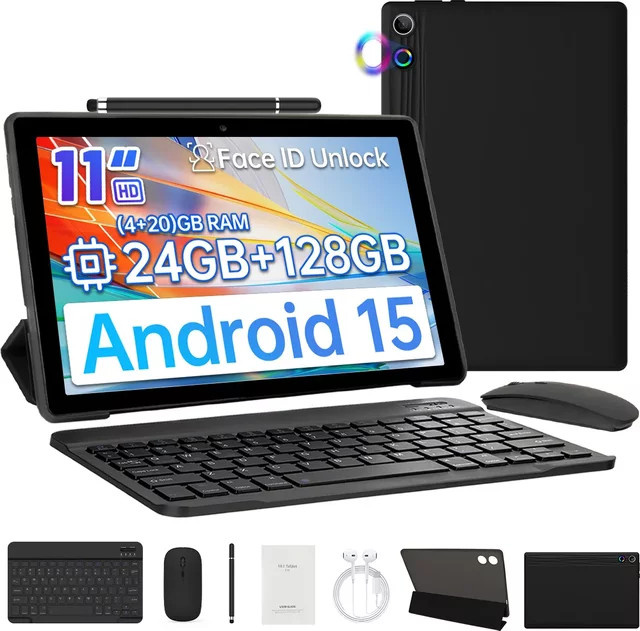 URAO 11 Zoll Android Tablet mit 24 GB RAM und 128 GB ROM, IPS HD Touchscreen, 8-in-1 Kit mit Tastatur, Schutzhülle, Maus und Stylus - Bild 1