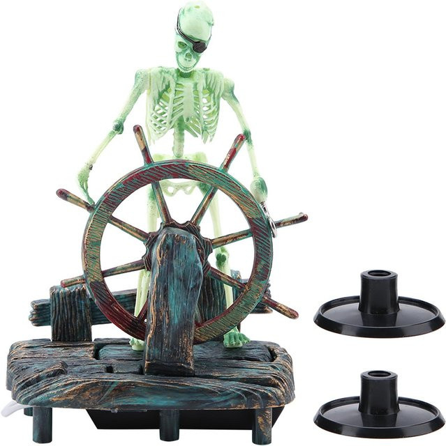 Aquarium Dekoration Seepferdchen Piratenkapitän Skelett Ornament in Grau von TOMTOP JMS - Bild 1