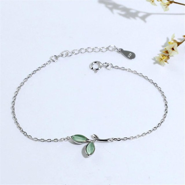 Wucifang Jewelry Anhänger Opalblatt Charm, 925 Silber, Damen - Bild 1