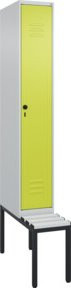C+P Spind Classic PLUS Garderobenspind mit Sitzbank, 1 Abteil, Lichtgrau, B/T/H: 212,0 x 30,0 x 81,5 cm - Bild 1