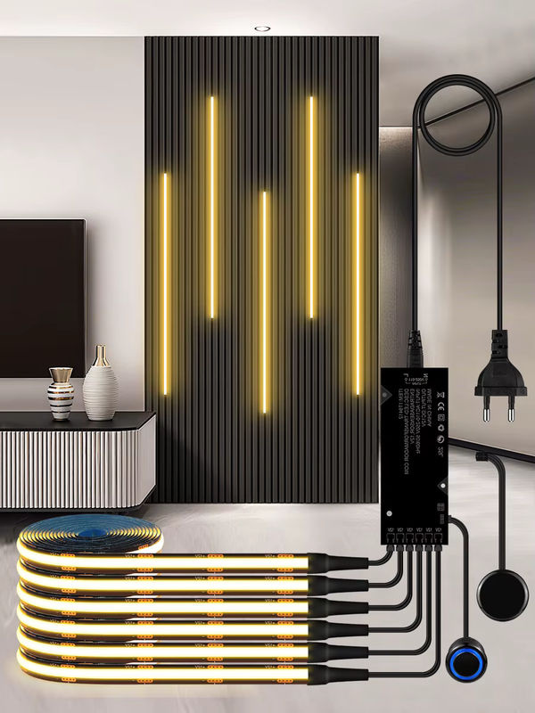 AIMENGTE Schwarzer PCB COB LED-Streifen mit dimmbarem Touch-Schalter, Warmweiß, für Schrank- und Wandbeleuchtung - Bild 6