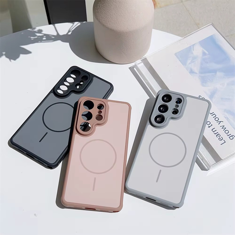 Matte Soft-Case MagSafe Handyhülle für Samsung Galaxy S26 Plus S25 S24 S23 Ultra Magnetische Stoßfeste Hülle in Silber - Bild 2