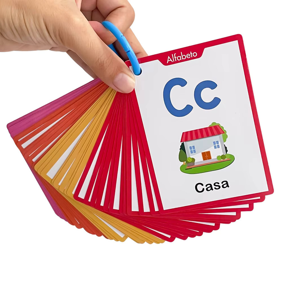 QKX Lernkarten für Kinder mit spanischem Alphabet, Zahlen, Farben und Formen in Mehrfarbig, 40 Stück - Bild 3