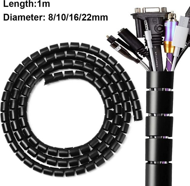 Flexible Kabelschutz-Spiralrohre als Kabelorganisator in Schwarz (8/10/16/22mm) - Bild 1