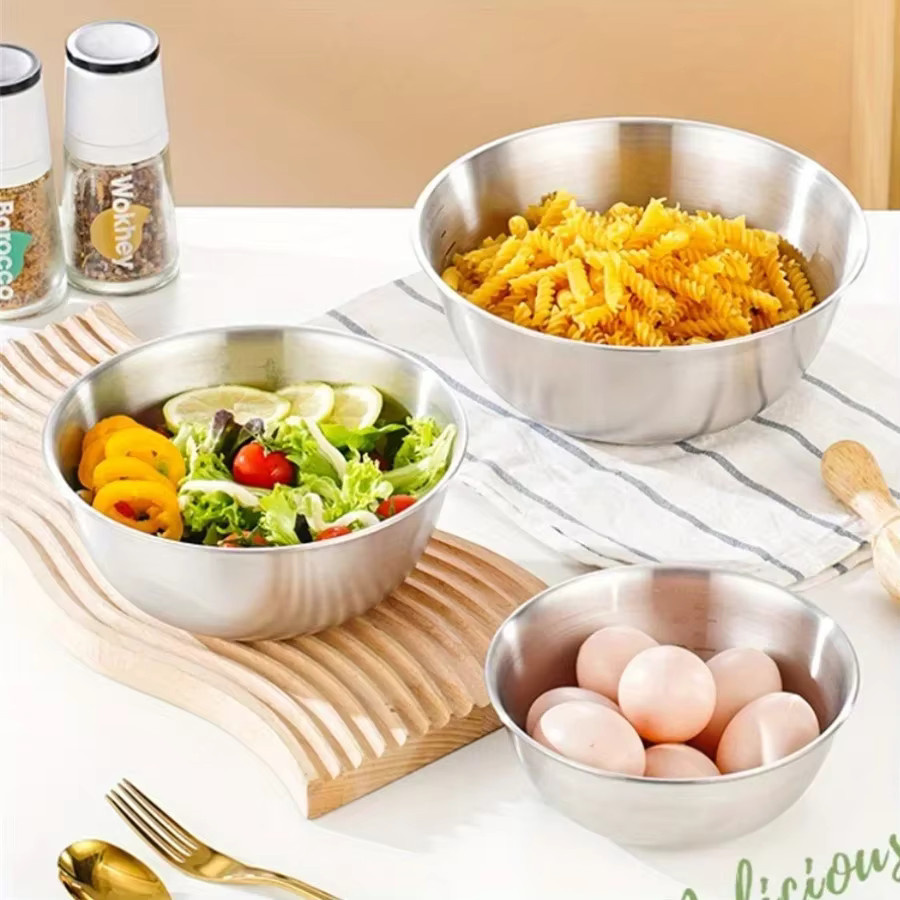 BAIJL Salatschüssel aus Edelstahl in Silber für Obst, Gemüse, Reis oder Nudeln - Bild 2