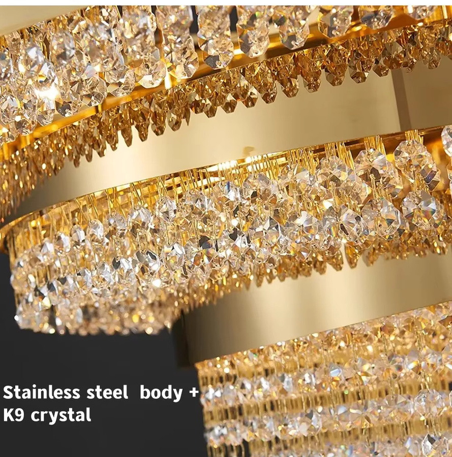 TAONUANSHU LED Kristall Pendelleuchte in Gold mit transparentem Design für Wohnzimmer und Esszimmer - Bild 3