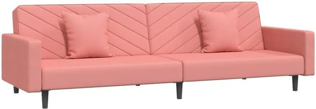 vidaXL Schlafsofa 2-Sitzer Click-Clack aus Samt in Rosa mit 2 Kissen und Holzrahmen - Bild 1