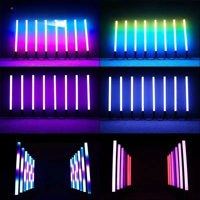 REIZ 8-teiliges Bühnenbeleuchtungs-Set mit kabellosen, wiederaufladbaren RGBIC LED-Röhren, IP65 wasserdicht, 360-Grad-Pixel-Effekt, Schwarz - Bild 5