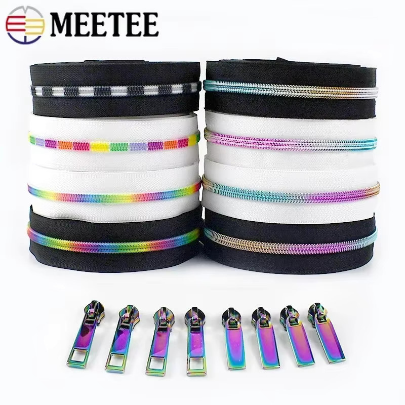 Meetee Nylon-Reißverschluss Set in Mehrfarben mit 5 Metern Reißverschluss, Schiebern und Abziehern als Nähzubehör-Reparaturset - Bild 4