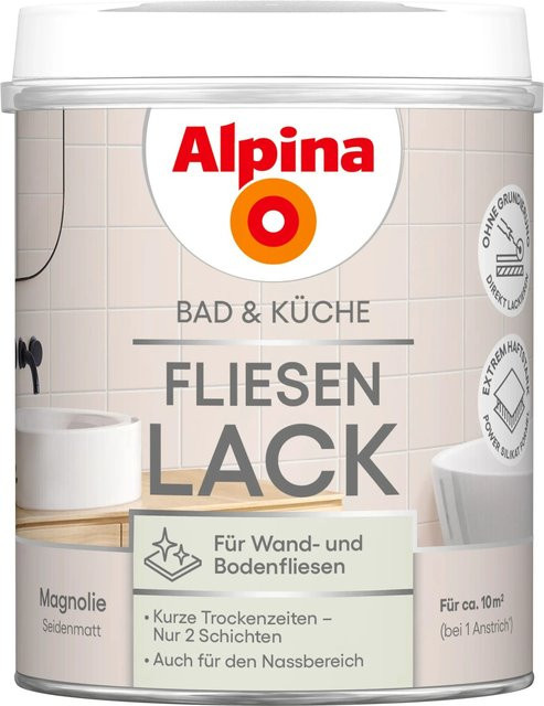Alpina Fliesen-Lack Bad & Küche 2 Komponenten Magnolie Beige Seidenmatt 750 ml - Bild 1