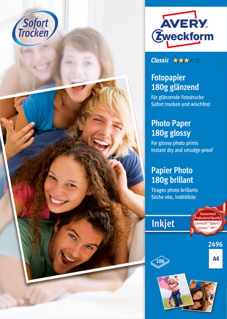 Avery Zweckform 2496 Classic Fotopapier Glossy A4 für Inkjet, 100 Blatt - Bild 1