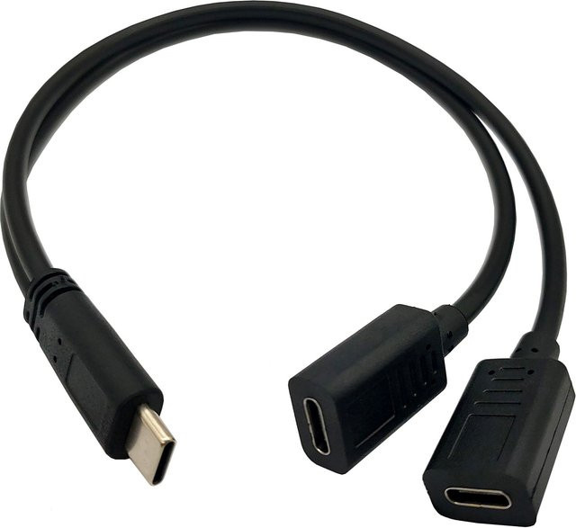 UpperFu USB-C-Splitter-Ladekabel in Schwarz für Mac, USB-C-Stecker auf Dual USB-C-Buchse, Y-Ladeanschlusskabel - Bild 1