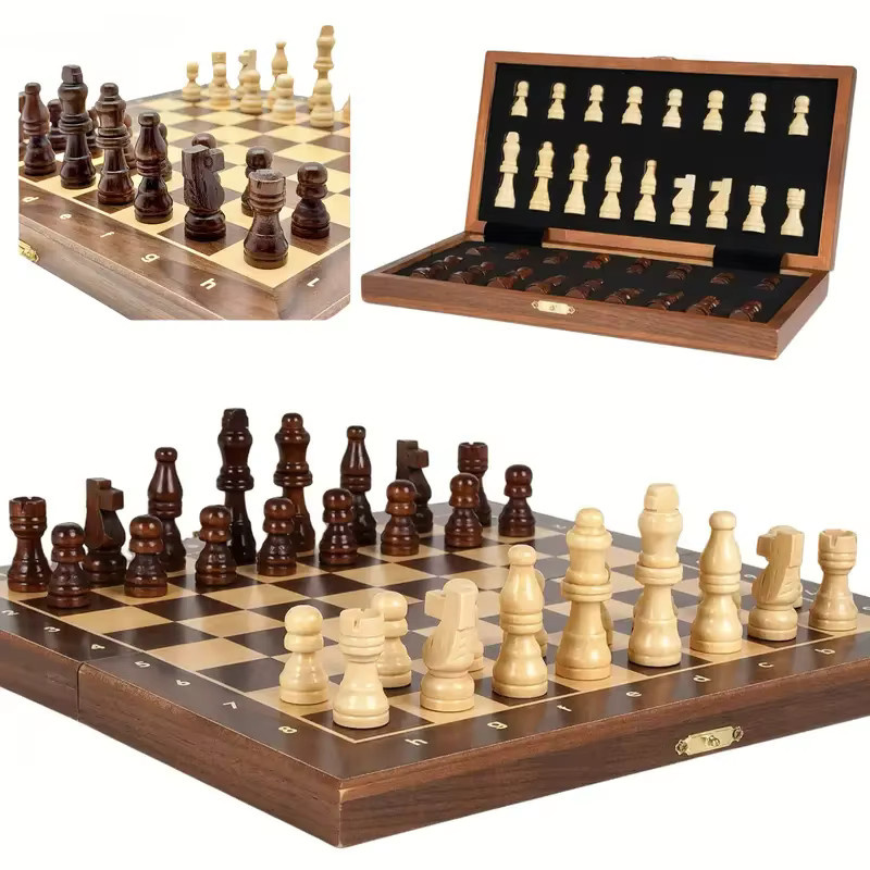 Yernea Magnetisches Schachbrett Reise-Schach, Holz, 2-teiliges Set - Bild 2