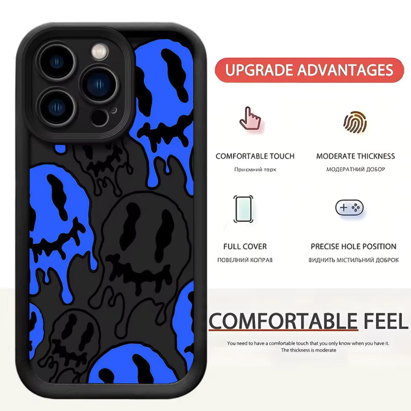 Apple iPhone Schutzhülle mit Geistergesicht-Muster in Multicolour für verschiedene Modelle - Bild 5