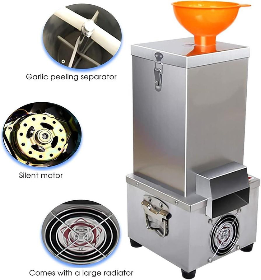 Eurhowing Elektrische Knoblauchschälmaschine, Kommerzielle Automatische Knoblauchschalenentferner, Silber, 25kg/h - Bild 4