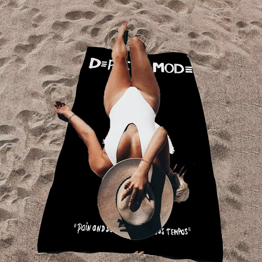 D-Depeche Mod Personalisierbares Strandtuch für Mädchen aus Mikrofaser, schnelltrocknend und sandfrei, Mehrfarbig - Bild 3