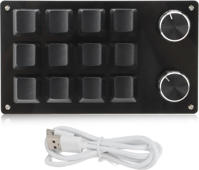 TOMTOP Programmierbare mechanische Makro-Tastatur mit 12 Tasten in Schwarz via USB-C - Bild 1