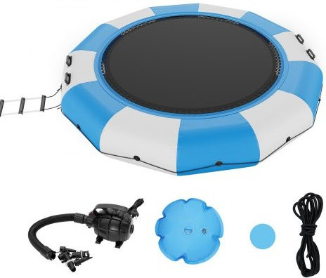 VEVOR Inflatable Water Bouncer Wasser-Trampolin mit 3-stufiger Leiter und elektrischer Luftpumpe, tragbare Schwimmplattform für Pool und See, 13ft - Bild 1