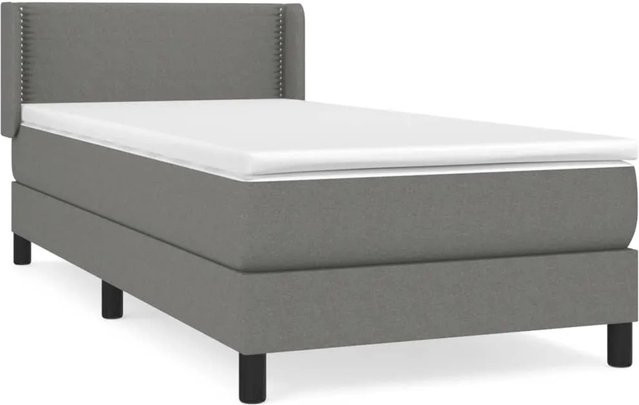vidaXL Boxspringbett mit Matratze Dunkelgrau B/T/H: 90 x 200 x 103 cm Hybrid-Konstruktion mit Taschenfederkern - Bild 1