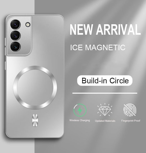 LYYDFUMAN Magnetische Silikonhülle für Samsung Galaxy S26 S25 S24 S23 S22 S21 Edge Ultra Plus in Silber, Stoßfeste Hartschale mit kabellosem Laden - Bild 1