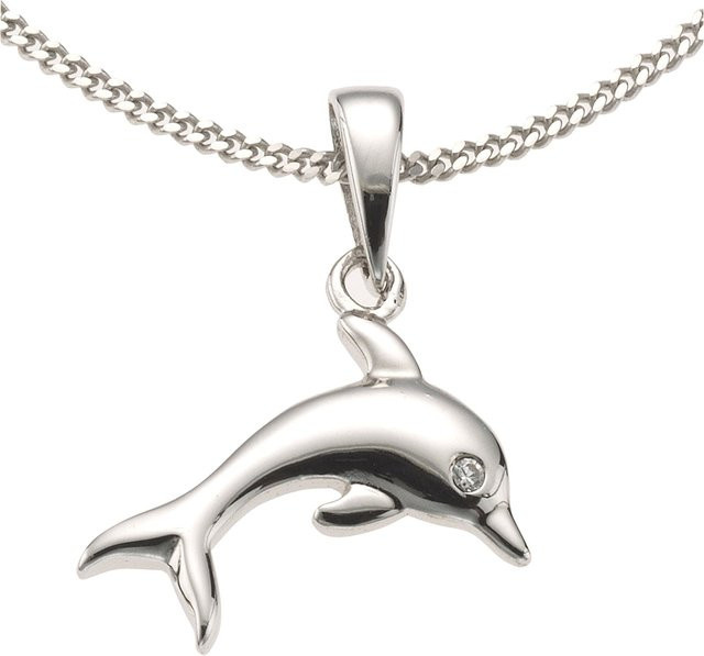 Zeeme Halskette 925 Silber, rhodiniert, Delfin-Motiv, Kinder, 36/38 cm - Bild 1