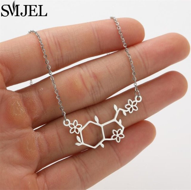 SMJEL Halskette, Silber, Damen, Dopamin-Molekül-Blume - Bild 1