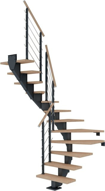 Dolle Mittelholmtrager Hamburg Spiraltreppe in Eiche Weiß Anthrazit, Höhe: 279 cm, Breite: 85 cm - Bild 1