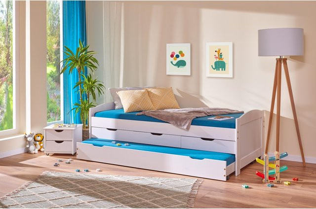 Inter Link Funktionsbett Aus eins mach zwei für Kinder mit Schubladen in Weiss, B/T/H: 90 x 200 cm - Bild 1
