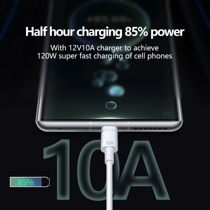 Xiaomi USB auf Typ-C Schnellladekabel für Android, 120W, 10A, Farbe: Weiß - Bild 3