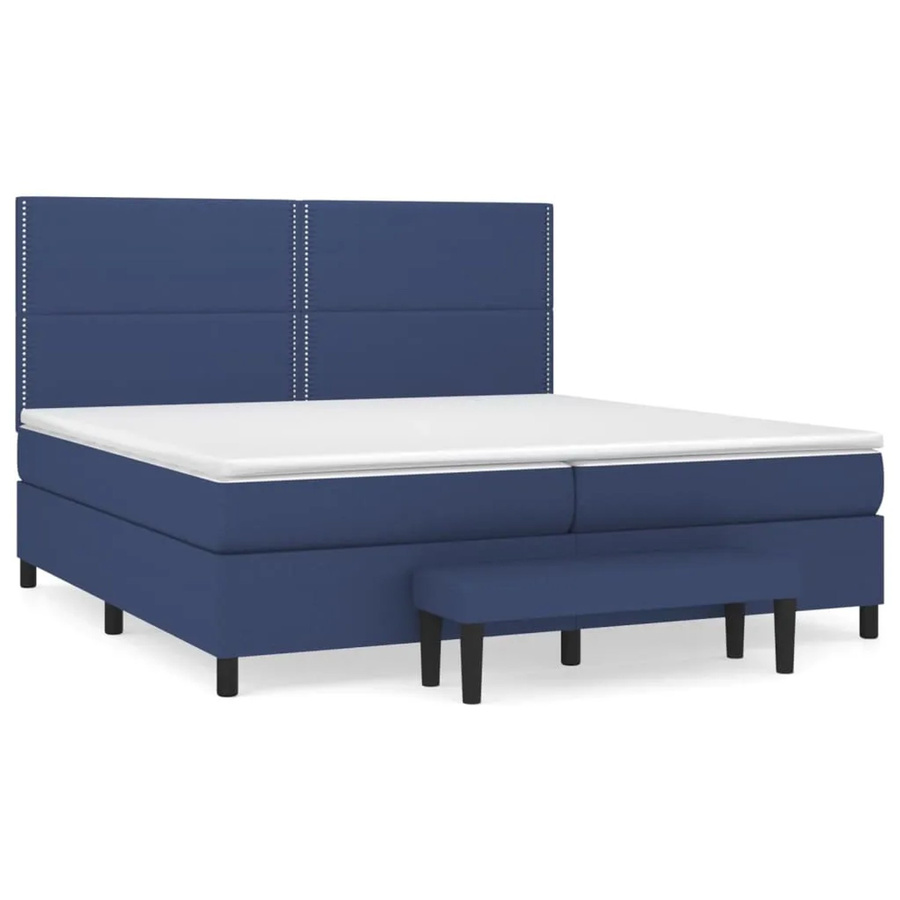 vidaXL Boxspringbett mit Matratze Blau Stoff B/T/H: 200 x 200 x 128 cm - Bild 2