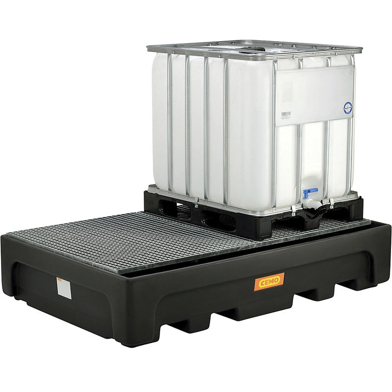 Cemo IBC-Auffangwanne aus Polyethylen mit Stahlrost, 1100 l Fassungsvermögen, unterfahrbar - Bild 3