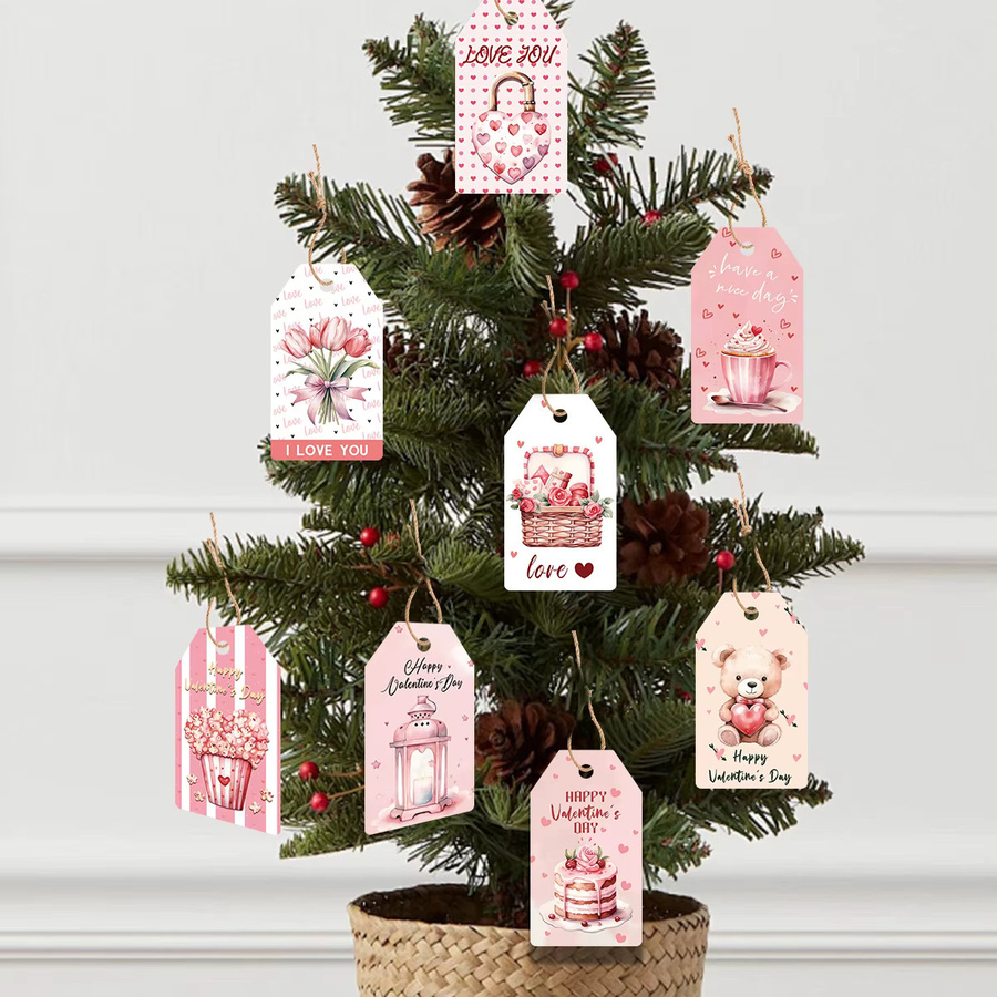 48 Stück Valentinstag Papier Anhänger in Herz- und Bärenform, Pink, für DIY Geschenke und Partydekoration - Bild 2