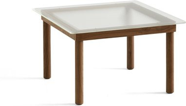 HAY Kofi Beistelltisch Quadratisch aus Glas und Holz in Transparent mit Rippenstruktur - Bild 1