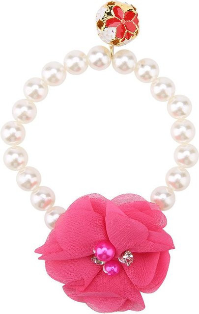 Halskette Perle Blume, Rose Rot, Welpenhalsband - Bild 1
