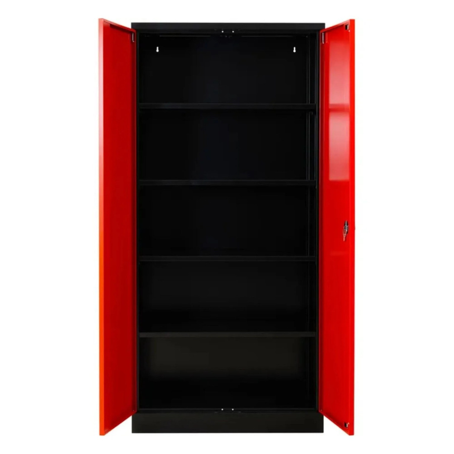 PROREGAL Stahlschrank Bee mit 4 lackierten Fachböden, Korpusfarbe Anthrazit und Frontfarbe Feuerrot, H x B x T: 195 x 92 x 50 cm - Bild 2