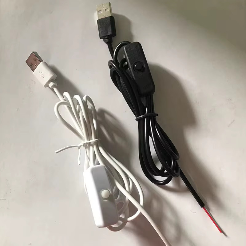 ESHYLALA USB-A Stecker auf 2-Core Anschluss Kabel mit ON/OFF Schalter für LED Streifen und Lampen, Schwarz - Bild 2