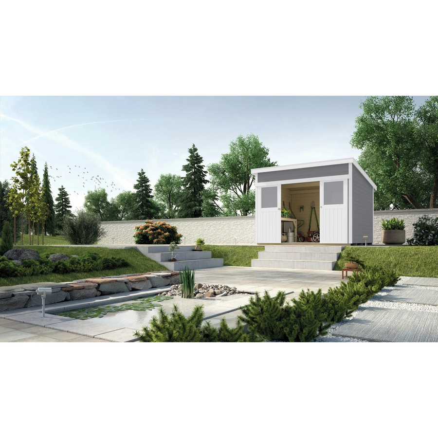 Weka Holz-Gartenhaus Turin mit Pultdach in Grau, lasiert, B/T: 295 x 249 cm, H: 238 cm - Bild 2
