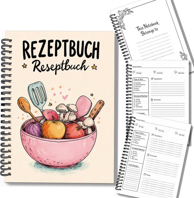 Elegantes Küchen-Kochbuch als leeres Rezeptnotizbuch mit Spiralbindung und Premium-Papier für Hobbyköche und zum Backen - Bild 1